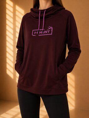 Under Armour Hunt Fleece Pullover Hoodie Burgundy (Women's L)